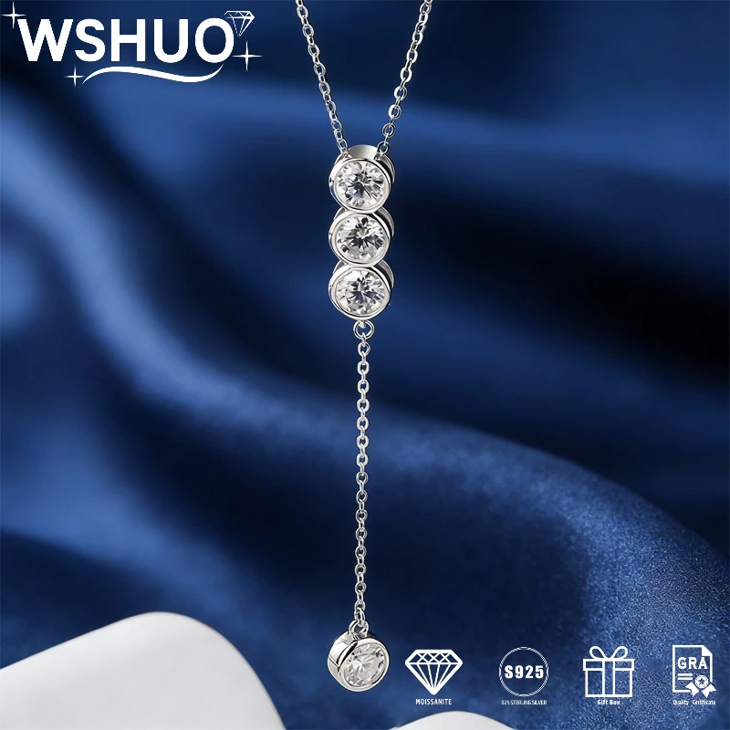 

Ожерелье с подвеской-пузырьком из муассанита 3/5 мм для женщин, серебро 925 пробы, с бриллиантовой подвеской-кисточкой, роскошное ювелирное украшение, подарок