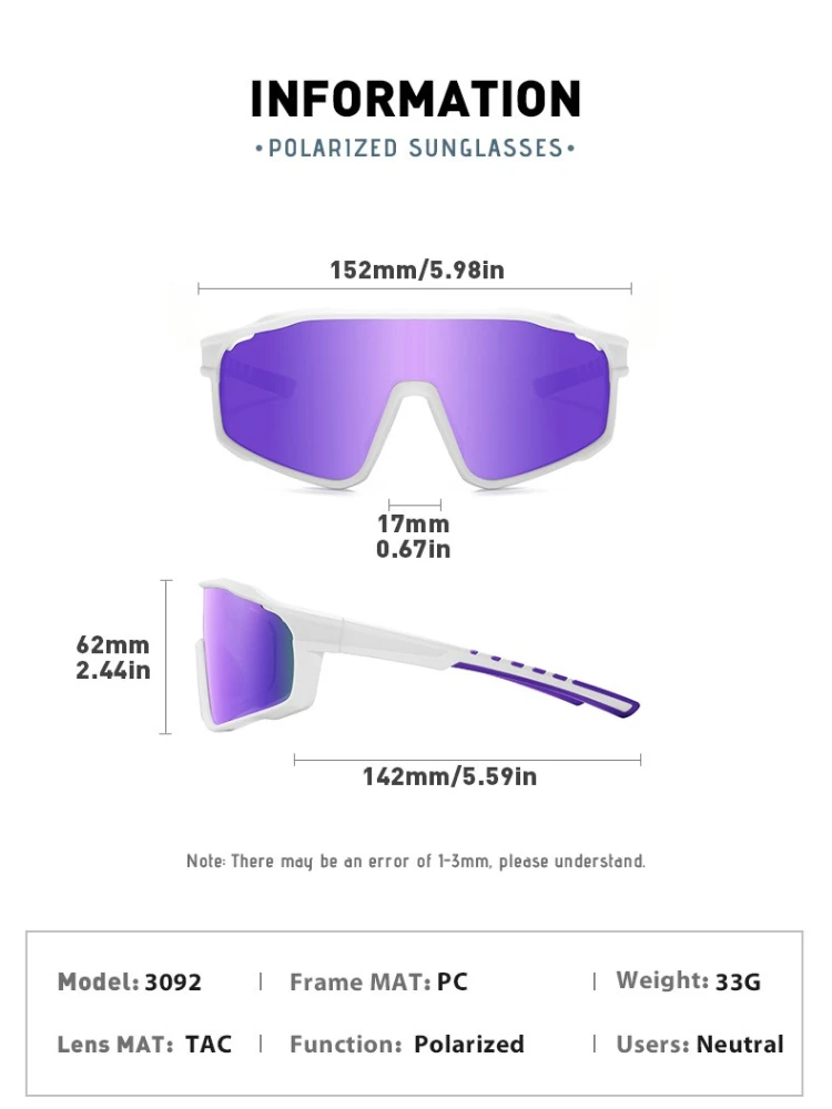 Younger Sports Prescription Sunglasses for Men and Women Outdoor Sports Driving Glasses Customized Myopia Prescription Glasses