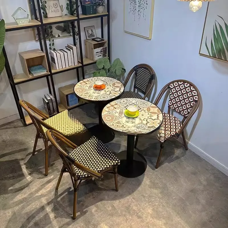 

Outdoor French dining chairs, casual rattan chairs, coffee shop tables and chairs