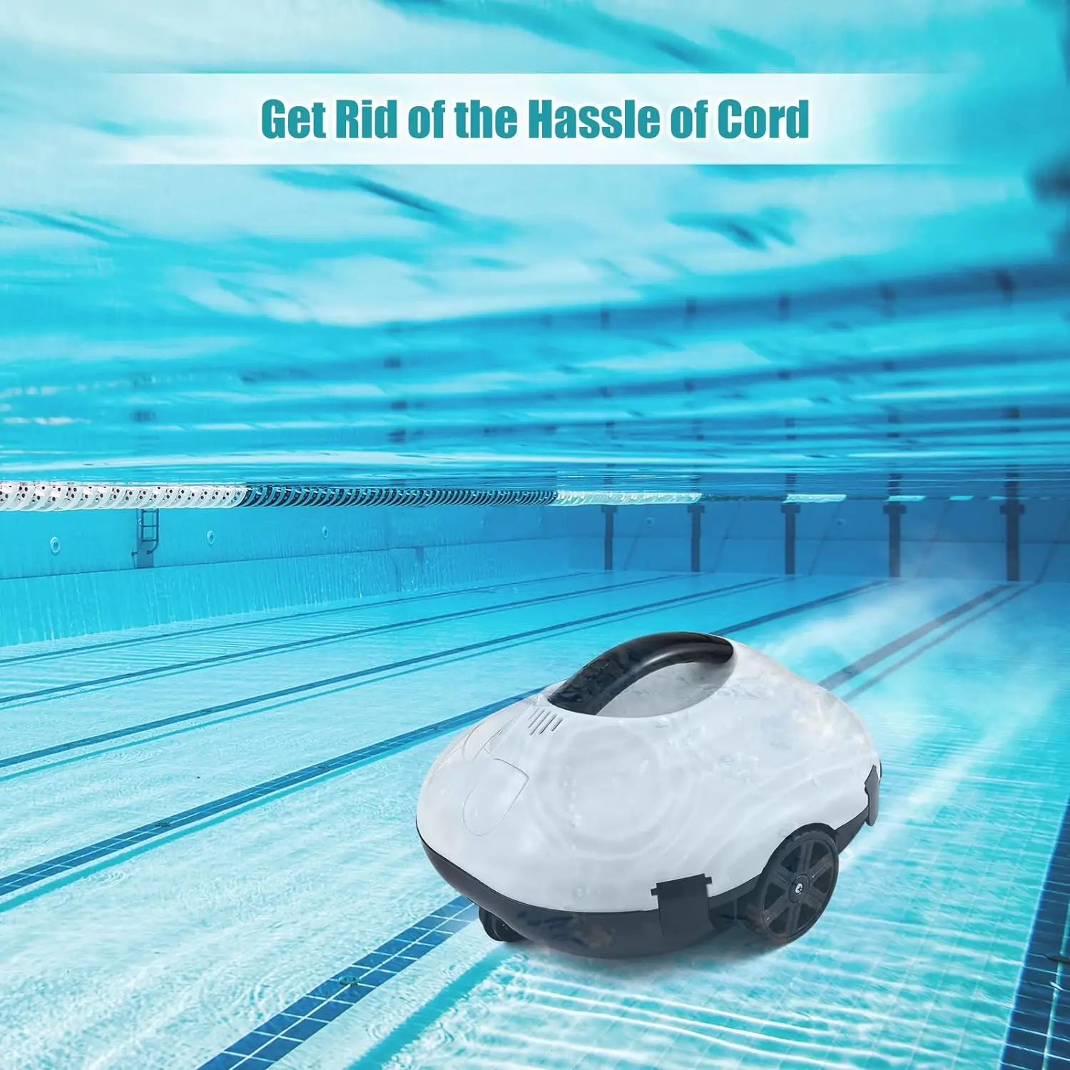 US Stock Cordless Robotic Pool Cleaner Rechargeable Li-Ion Battery Routing for Tile, PVC, Mosaic, Concrete