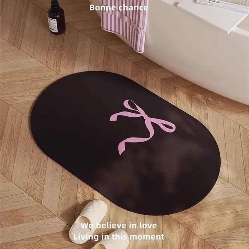 INS Bowknot ماصة حمام الحصير التجفيف السريع الحصير لحوض الاستحمام في الحمام مع عدم الانزلاق المطاط أسفل منصات القدم الصغيرة الحجم