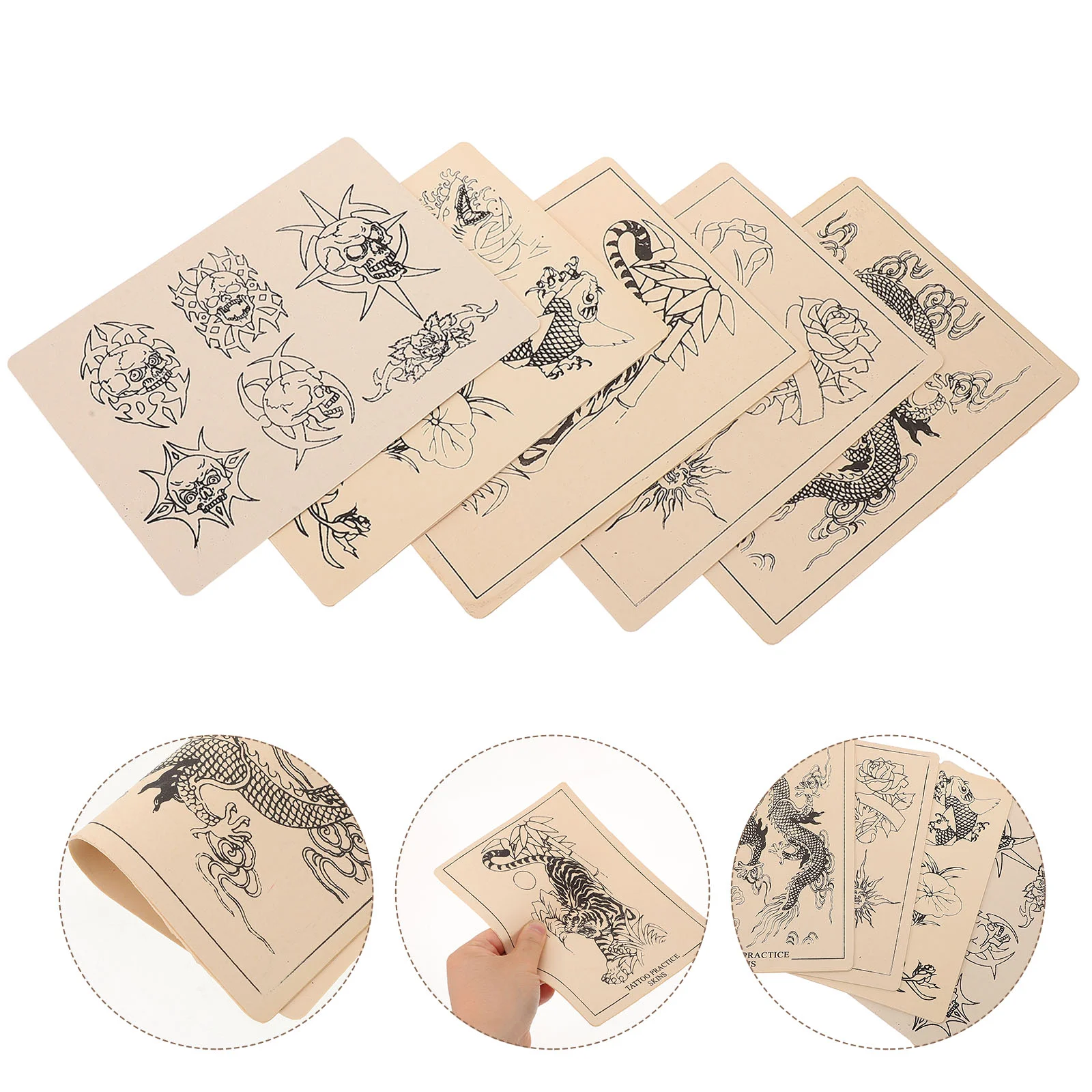 Pele Temporária Tatuagem De Sol para Iniciantes, Papel De Treinamento Removível, Adesivos Do Corpo, Tatuagens Falsas Modeladas, Prática, 5 Pcs