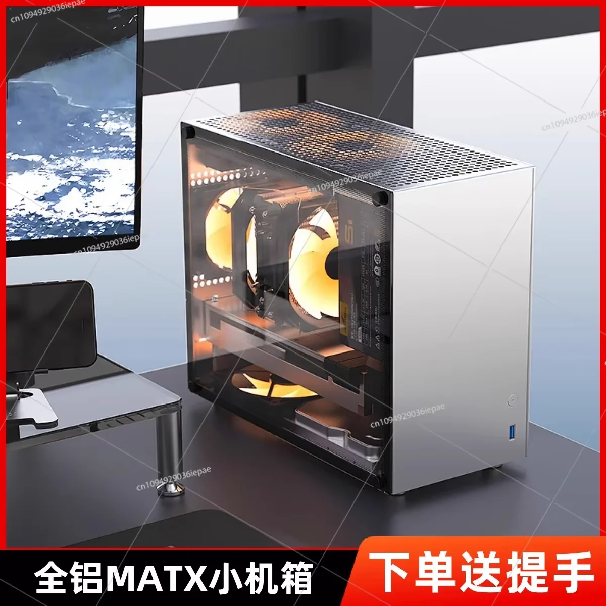 

C2P MATX ITX Мини-корпус для компьютера с полностью алюминиевым стеклянным боковым прозрачным блоком питания ATX K88 Мини-корпус для компьютера