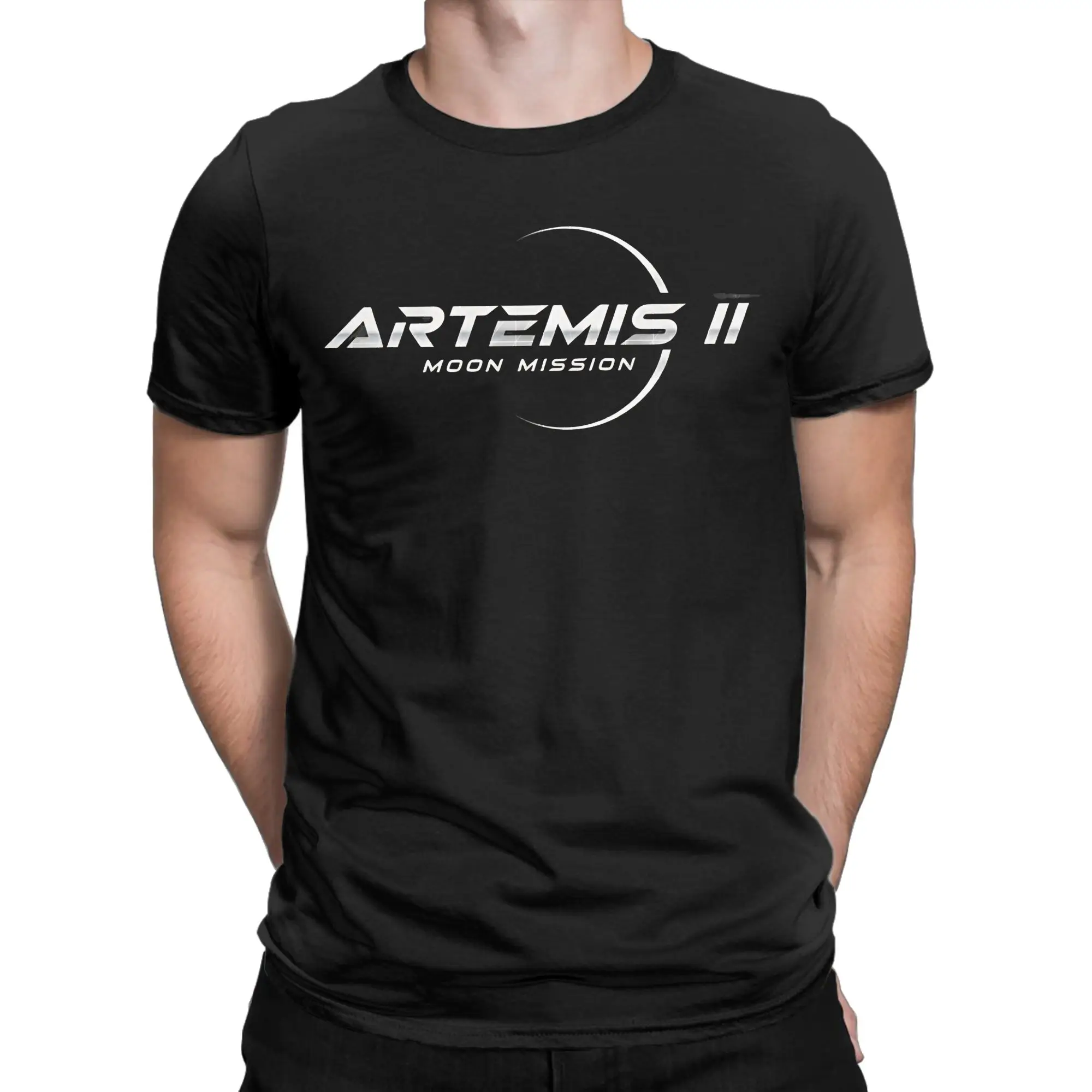 Artemis II Moon Mission Metallic Space Logo T Shirt  Trendy Cool T Shirts Short Sleeve Classic Tops Summer Cotton Oversize Tees