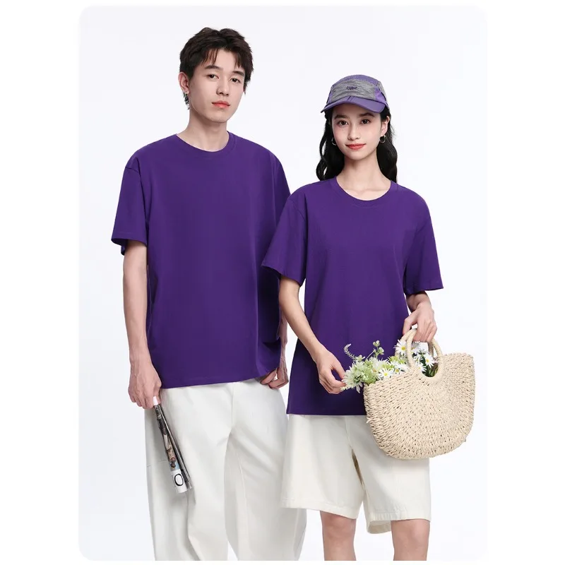 Couple Summer Outdoor Tennis Sports Pure Cotton Short Sleeved Round Neck T-shirt Fashion Trend Versatile Casual Solid Color Top