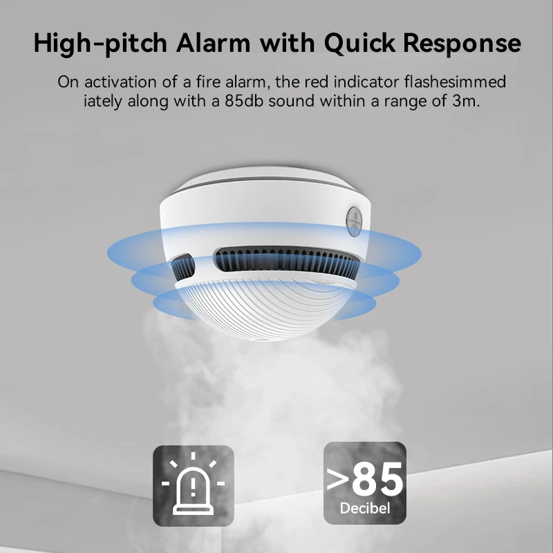 Звуковая и световая дымовая сигнализация Мини-система пожарной сигнализации Детектор дыма и датчик Белый светодиодный свет 5 В Звуковая и световая дымовая сигнализация