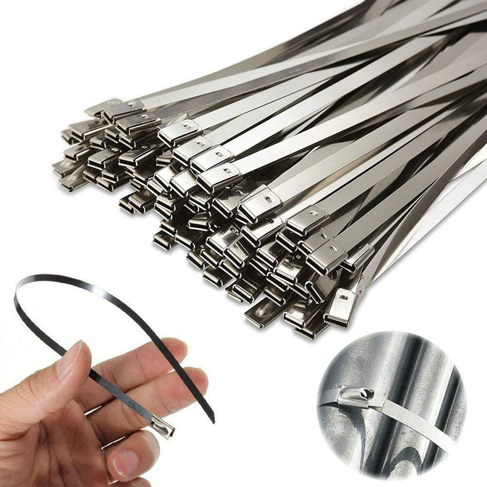 

101Pcs Self-Locking Stainless Steel Metal Cable Ties Heavy Duty Corrosion Resistant for Industrial Marine Automotive