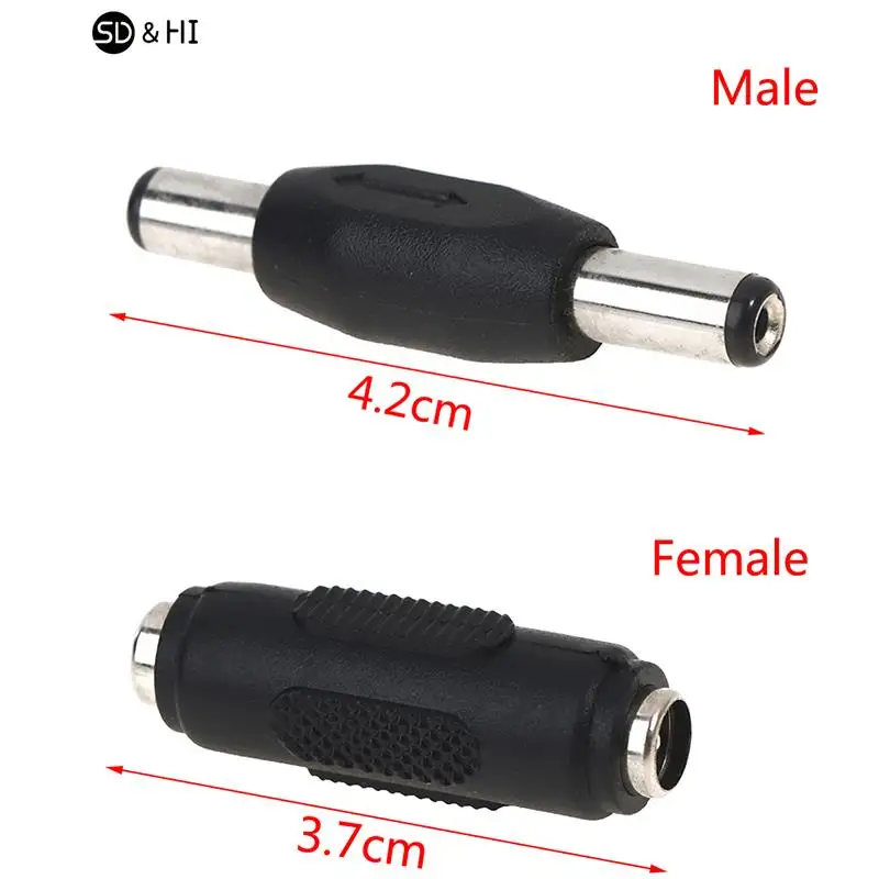 1pc DC 5.5*2.1mm Double Male To Male  Jack Female To Female Socket Plug Connector Jack Adaptor