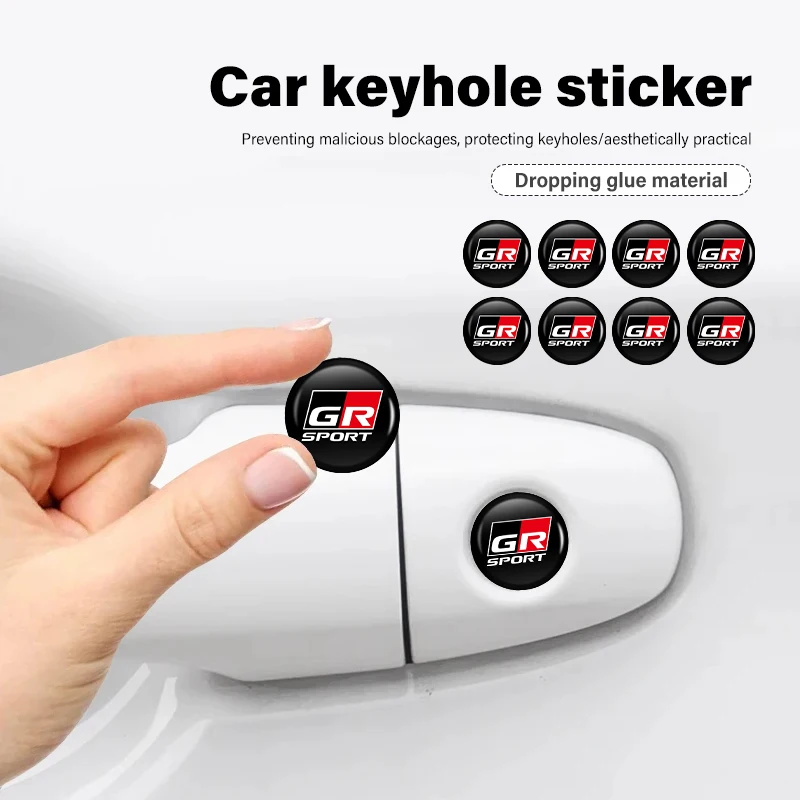 12pcs Car Door Lock Keyhole Badge Protect Decoration Stickers For Toyota GR Sport Gazoo Racing Yaris 86 Corolla Hilux Supra