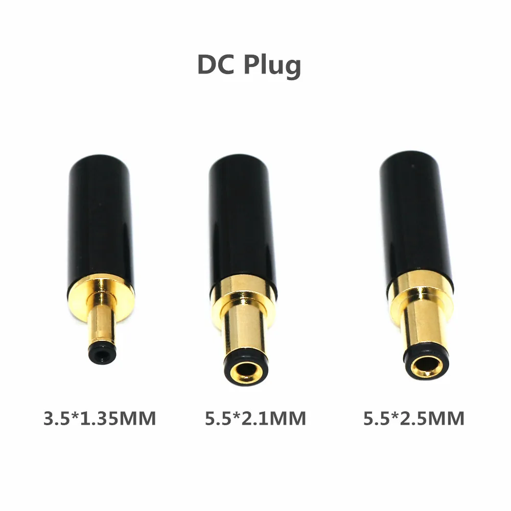 2pcs Gold plated DIY DC Power Plug 3.5*1.35 4.0*1.7 5.5*2.1 5.5*2.5MM Wielded Male Jack Connector For Wielding Liner Power Cable