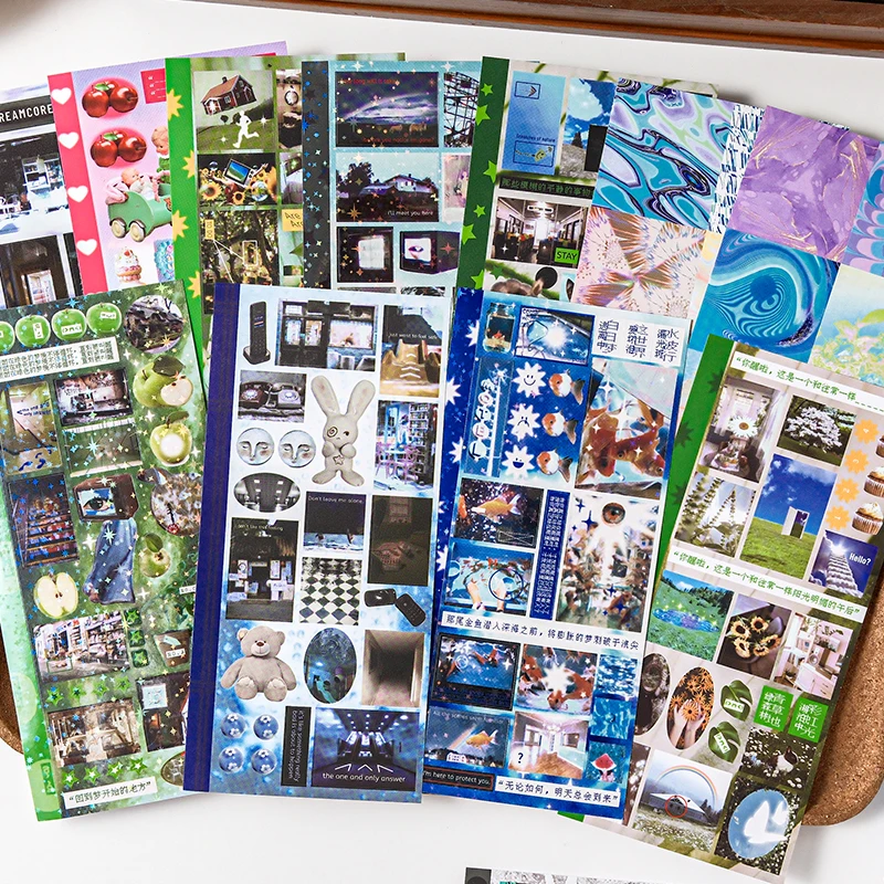 

30/60sheets Lucid Dream Series Kawaii Ins Die-cutting Sticker Book Handmade DIY Scrapbooking Material Cute Stationery Stickers