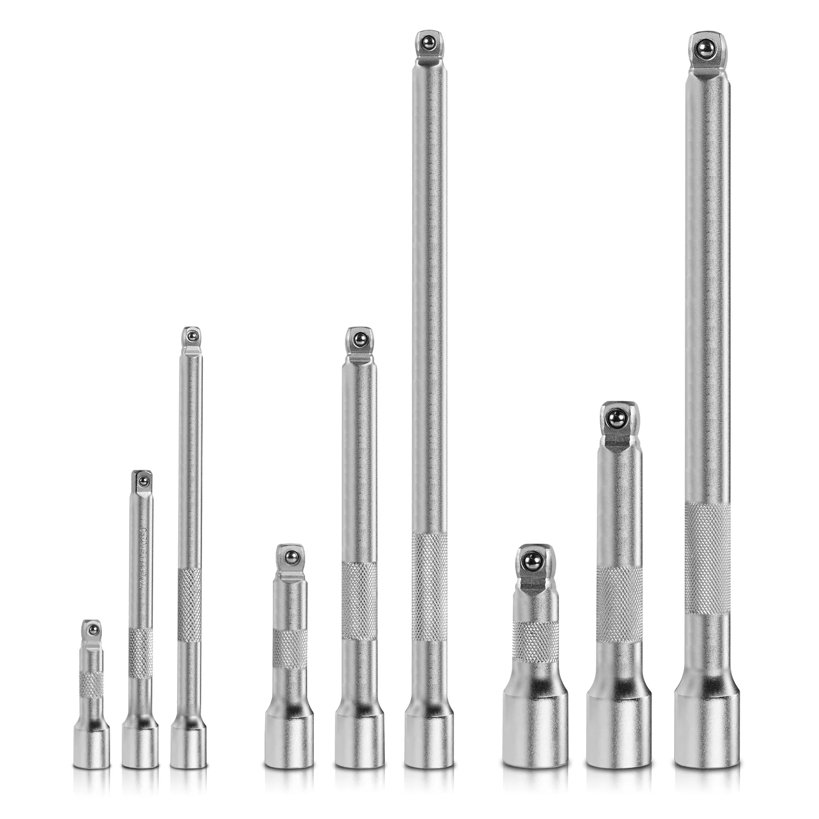 

BOEN 9pc Wobble Extension Bar Set: 1/4", 3/8", 1/2" Drive, Flexible, Chrome Vanadium Steel