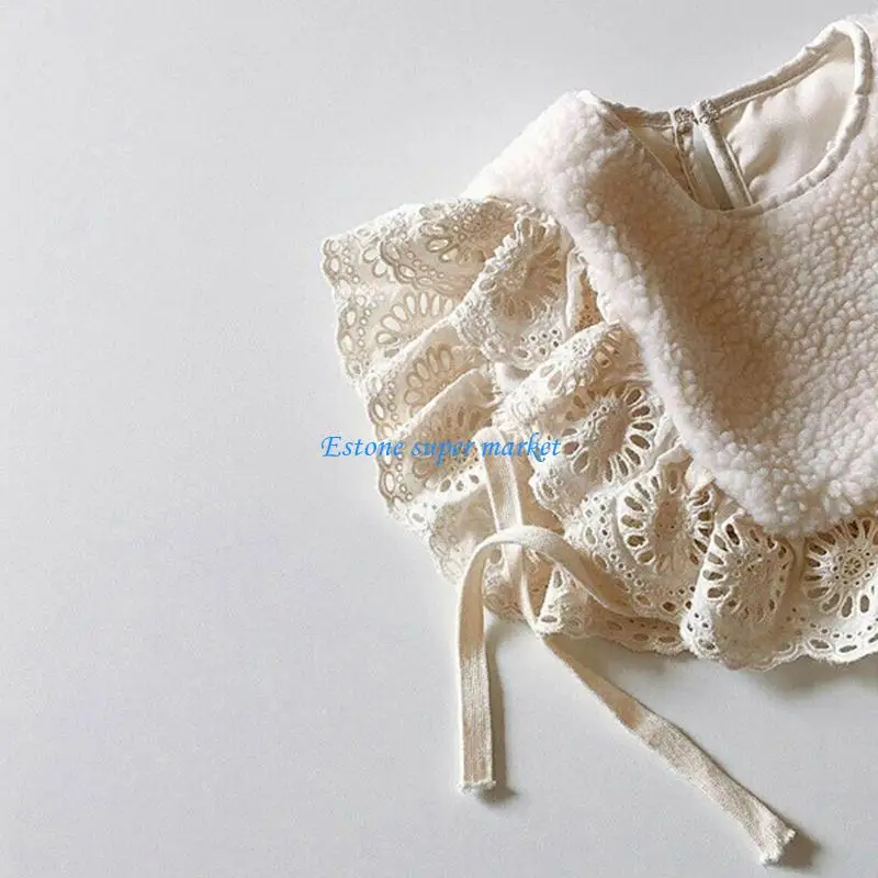 

090B Baby Girls Lace Princess Bibs Solid Color Infants Winter Thicken Vest Toddlers Kids Clothes Accessiories