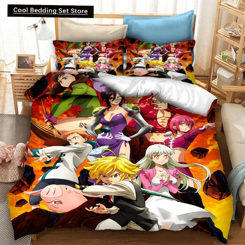 3D Print Anime The Seven Deadly Sins Bedding Set Boys Girls Twin Queen Size Duvet Cover Pillowcase Bed Kids Adult Home Textiles