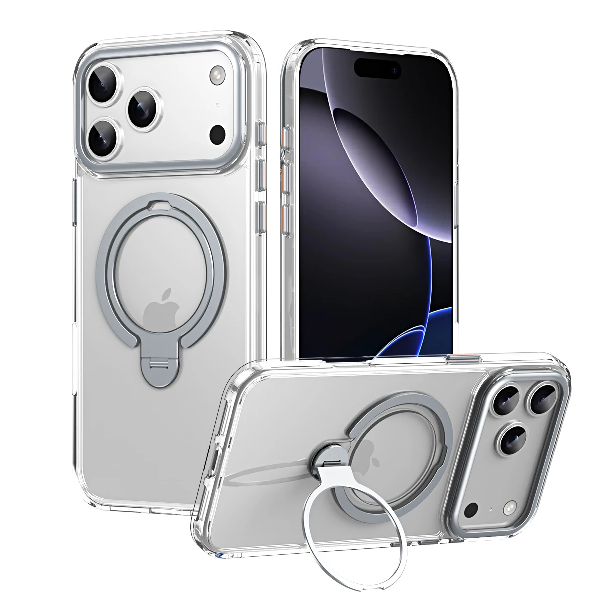 Double Magnetic Ring Bracket Case For iPhone 18 Pro Max 17 Air 16e 16 15 14 Plus 13 Matte Cover 360 Rotation Stand For Magsafe
