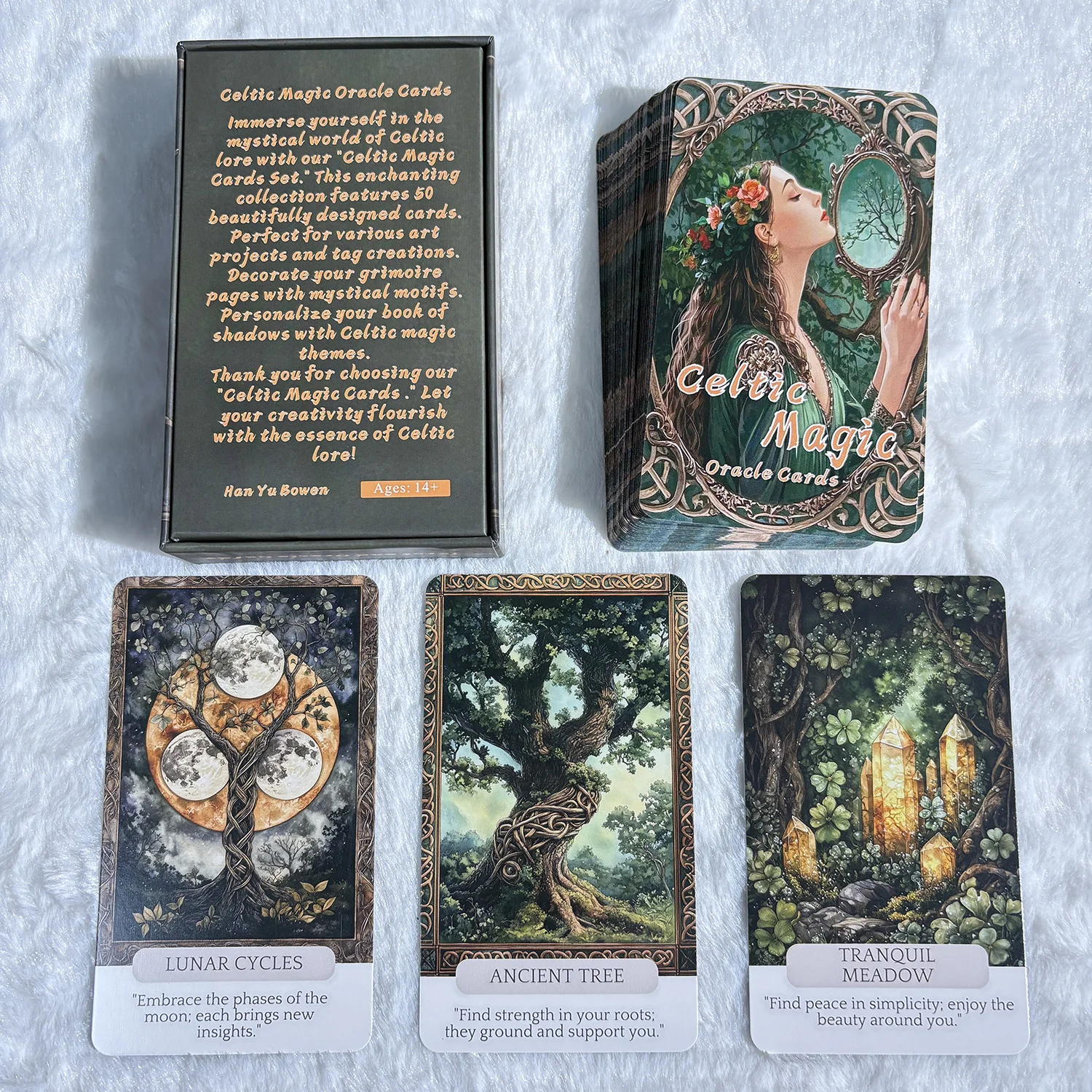 Celtic Magic Oracle-Karten-Set, englisches Tarot-Deck, Wahrsagekarten, Prophezeiungskarten, 12 x 7 cm große Karten, 50 schöne Karten – Detail 2
