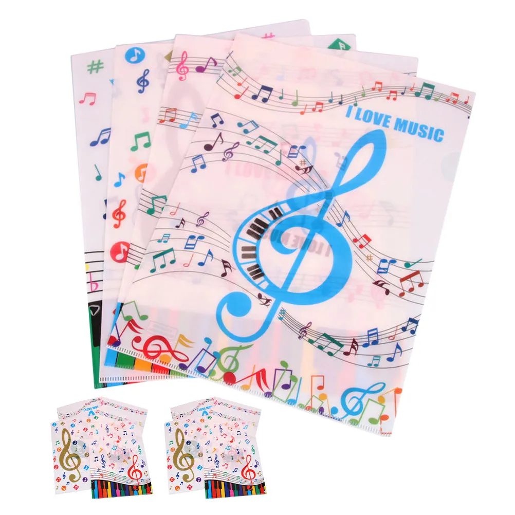 

12Pcs Piano Note Pattern A4 Document Folder L- -Section File Organizer Reusable PVC Sheet Protector Aesthetic School