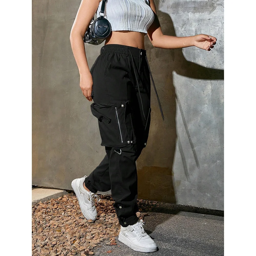 Loose Women's Motorcycle Workwear Casual Pants Outdoor Spring Autumn New Style Multi-Pocket Long Trousers Fashionable Space S...