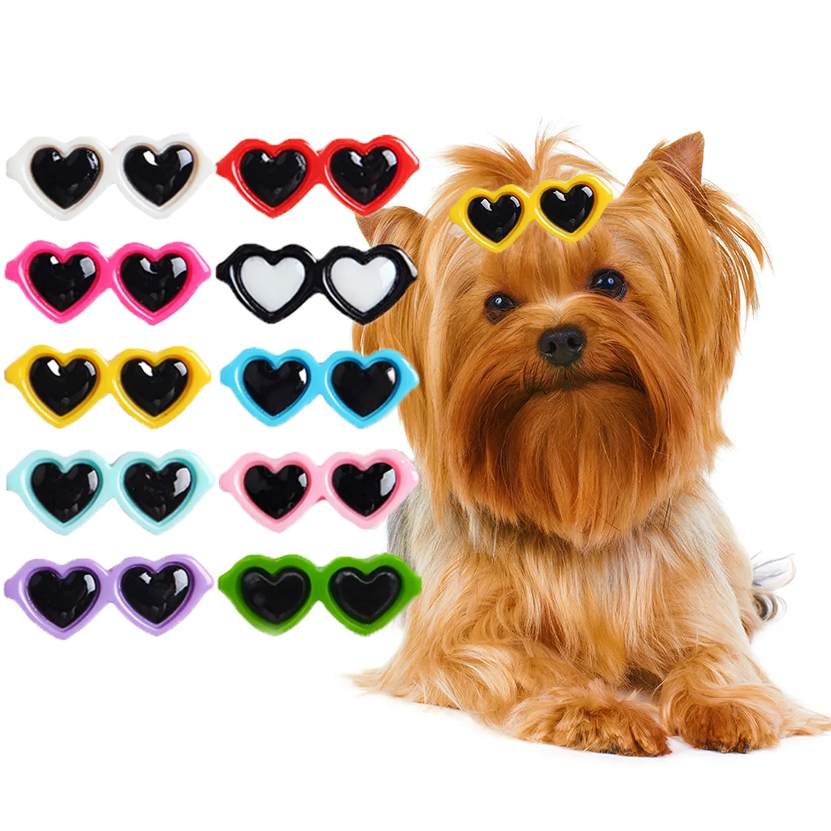 

Cute Plastic Pet Hair Clips Sunglasses Shape Hairpin for Small Dog 10 Colors Cute Heart Shape Dog Grooming Hair Accessories