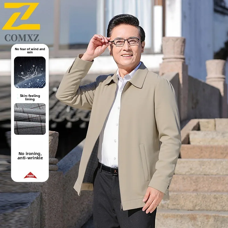 

Men's Cardigan Collar Jacket Spring Autumn Versatile Coat with Business-Casual Design for Senior Gentlemen working clothes 2025