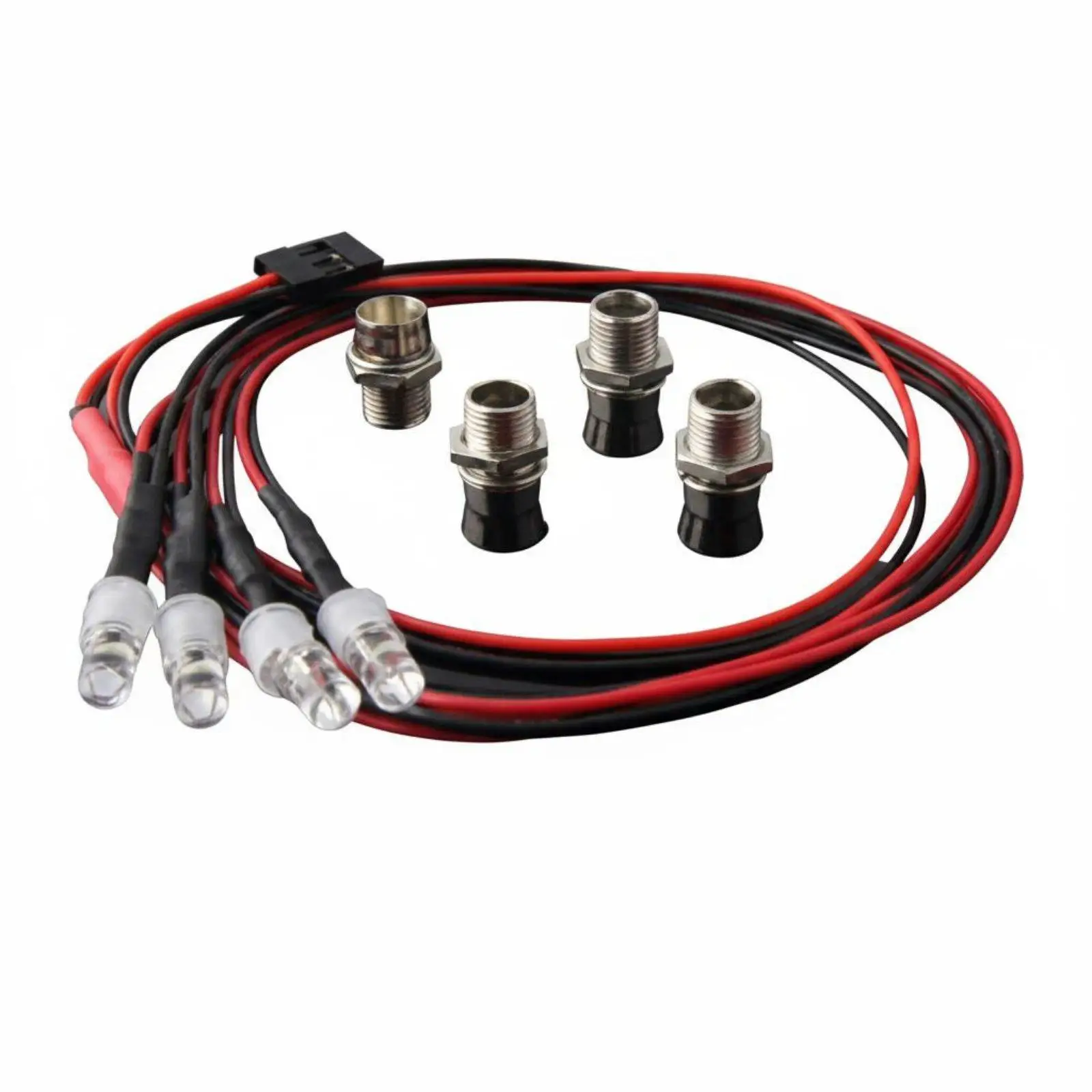 Vehicle Headlight LED Kit 4 Lights Bright Front White Rear Red for RC Model Car Shells Universal