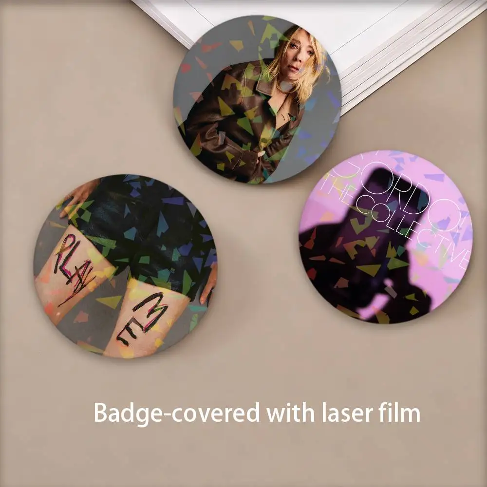 Singer K-kim G-gordon Play Me Badges Round Laser Badge Brooch Backpack Accessories