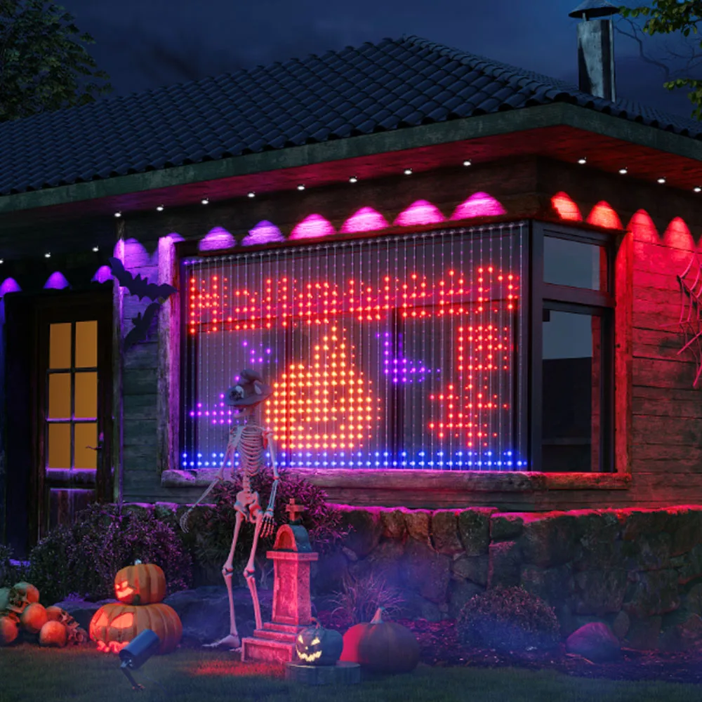 1/2PCS Smart LED Curtain Lights LED Fairy Lights App Control Music Sync DIY Pattern Waterproof for Indoor Outdoor Party Decor