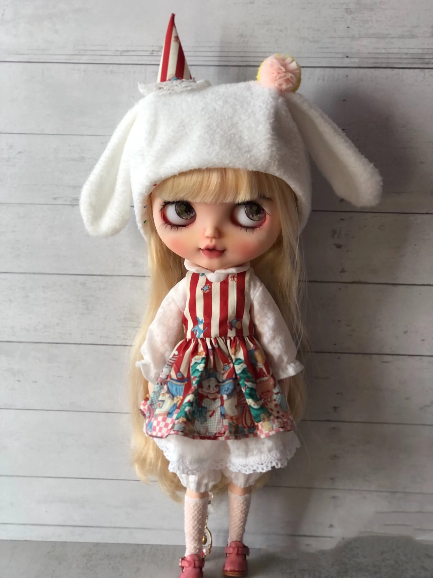 Five-piece set BJD Blythe Clothes Vertical stripe skirt suit dress 1/6 30cm  Dolls (Fit for Pullip,Ob24, Licca)