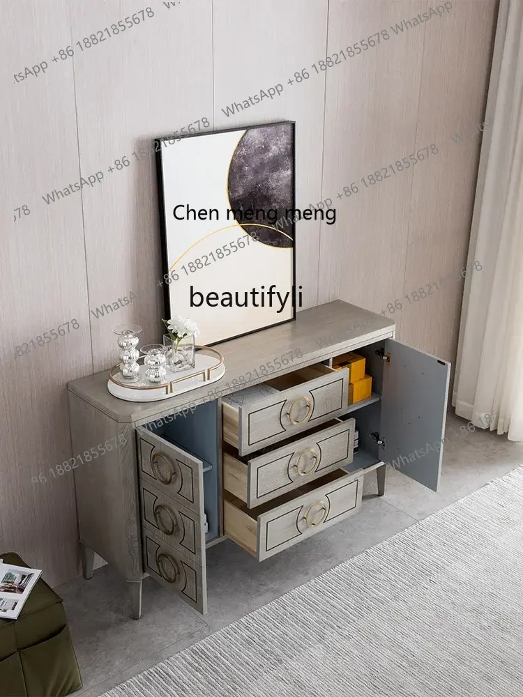 D178 Y zq Light Luxury Solid Wood Sideboard Living Room Modern Locker Simple Wine Cabinet Tea Cabinet