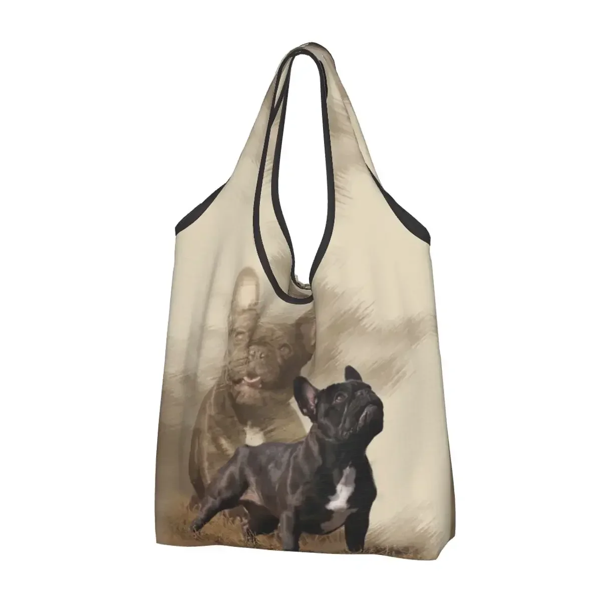 

Custom Cool French Bulldog Shopping Bags Women Portable Big Capacity Grocery Pet Dog Shopper Tote Bags