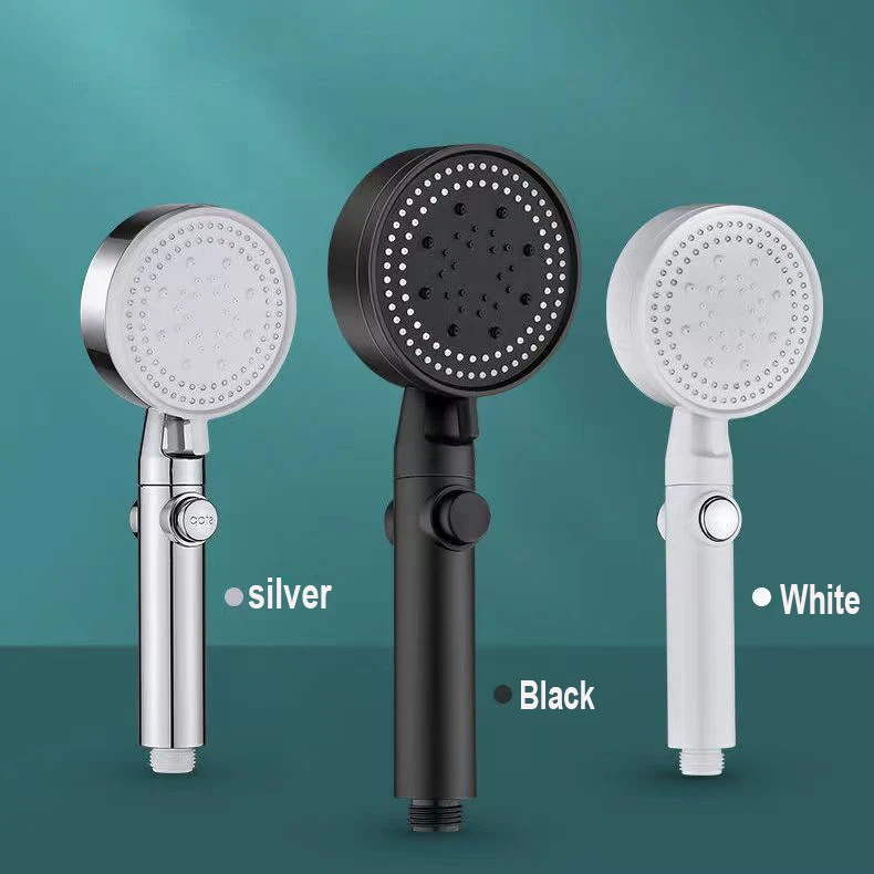 Multifunctional booster shower head with 5 modes, adjustable large water shower, water-saving nozzle with one-touch water stop