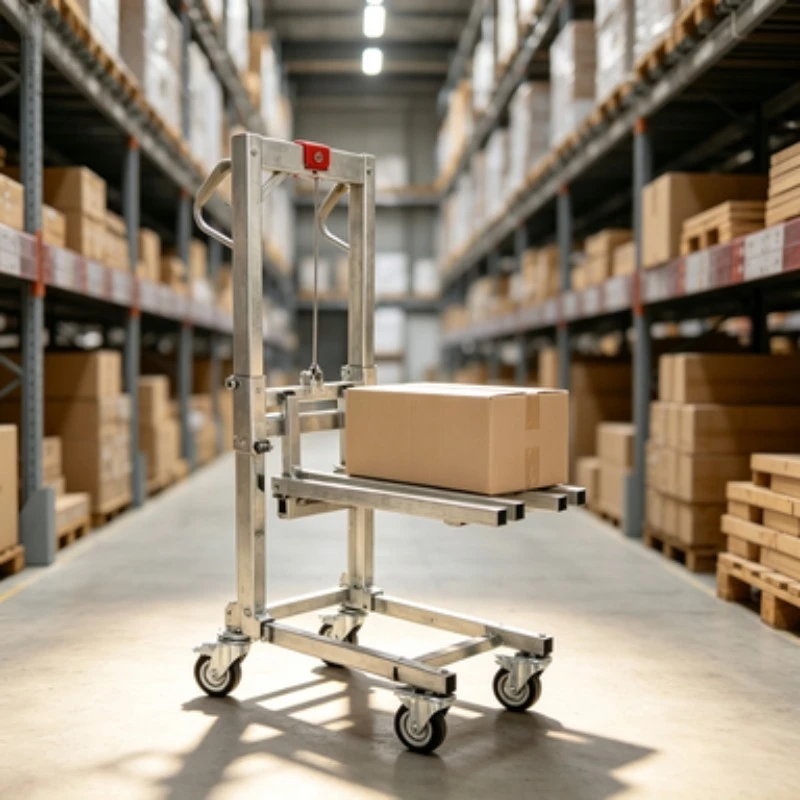 Manual Stacker Hand Winch Lift Truck Portable Foldable Mini Pallet Lifter for Warehouse Home Cargo Handling