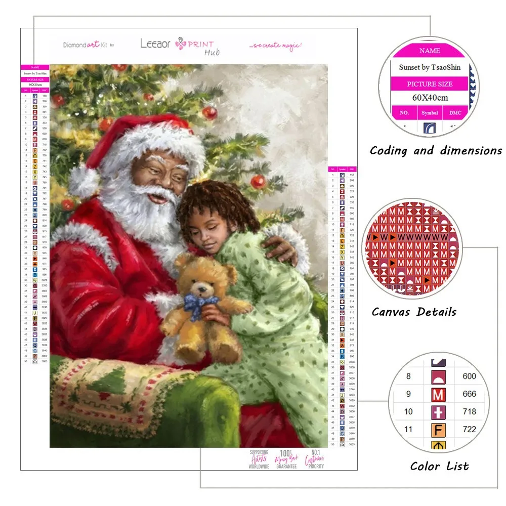 5D DIY Diamond Painting Set 2023 New Santa Claus Christmas Handmade Cross Stitch Crafts Mosaic Art Home Decoration Gift Pintura