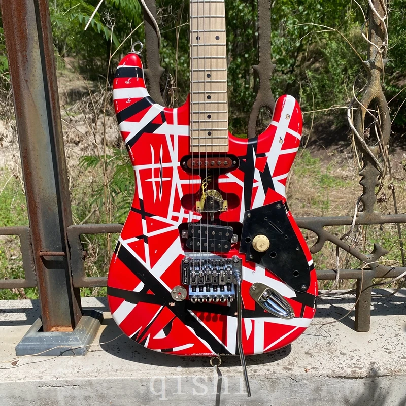 in stock  2024 years heavy relic electric guitar 22 fret maple wood fingerboard eddie van halen guitar