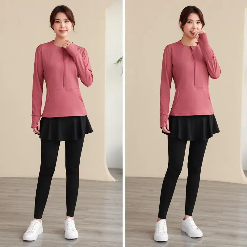 Ropa larga holgada para correr para mujer, conjunto informal de ropa deportiva para Fitn, Yoga, correr por la mañana, talla grande, Qui Dry, Otoño e Invierno