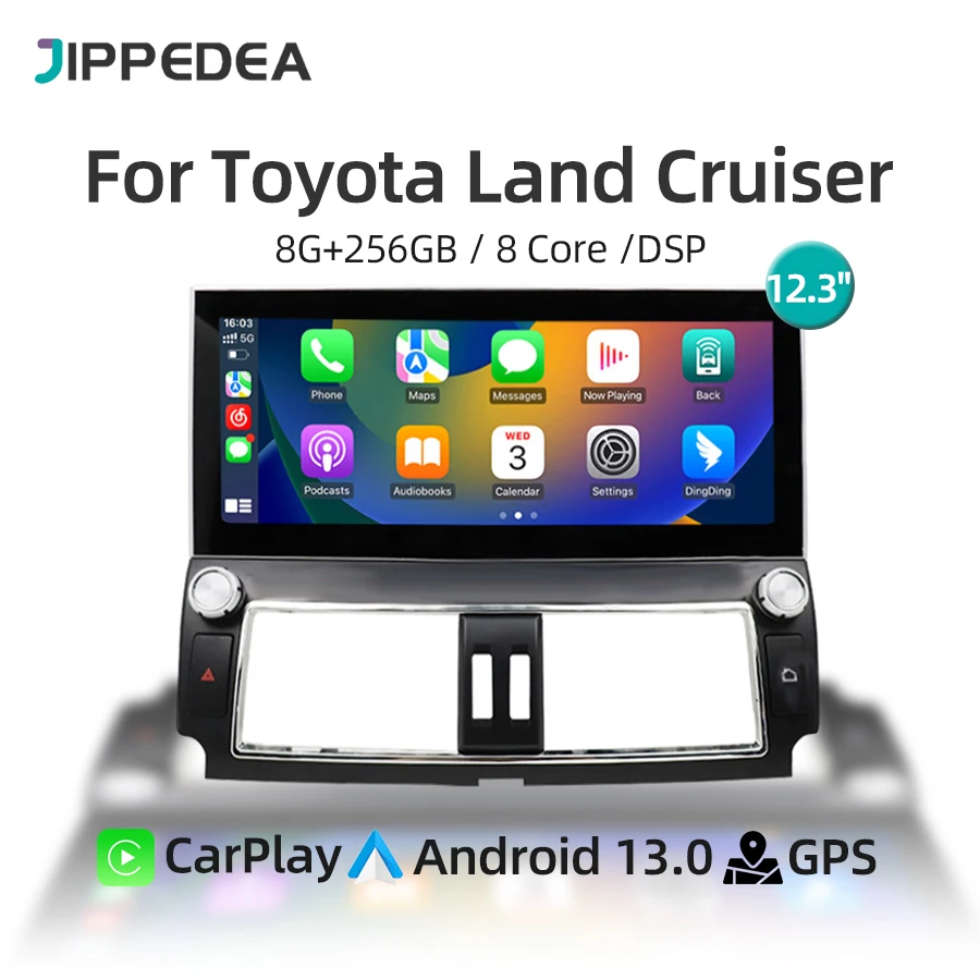 

12,3 "Android 13 автомобильный мультимедийный плеер радио для Toyota Land Cruiser Prado 150 2014-2017 Carplay 4G WiFi GPS Навигация стерео