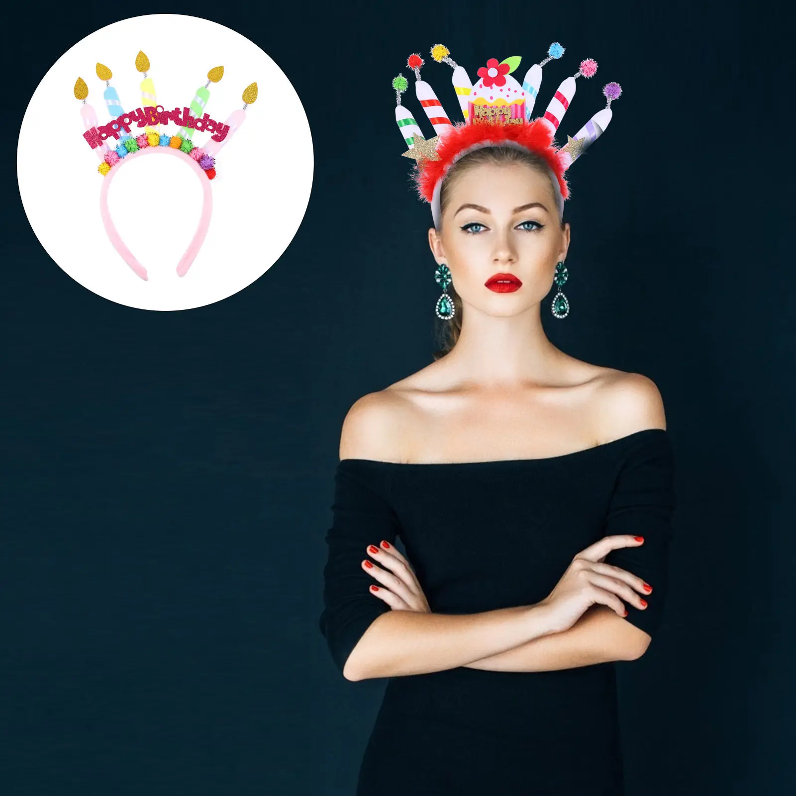 

Повязка на голову в форме торта для дня рождения, из мягкой ткани, удобная, комфортная в носке, аксессуар для волос, реквизит для фотосессий, головной убор