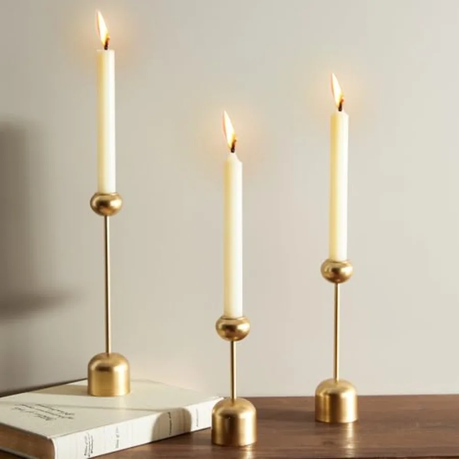 

Набор из 3 золотых подсвечников для конических свечей, минималистичный современный декор для дома, эстетичные подставки для центрального элемента стола, свадебного декора