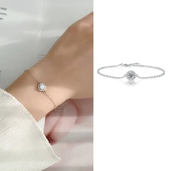 925 Sterling Silver 0.5 Ct Moissanite Bracelet Women Engagement Anniversary Gift