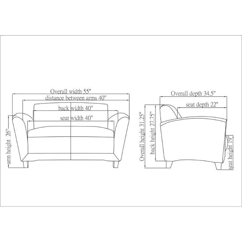 Reception Seating Collection Leather Loveseat