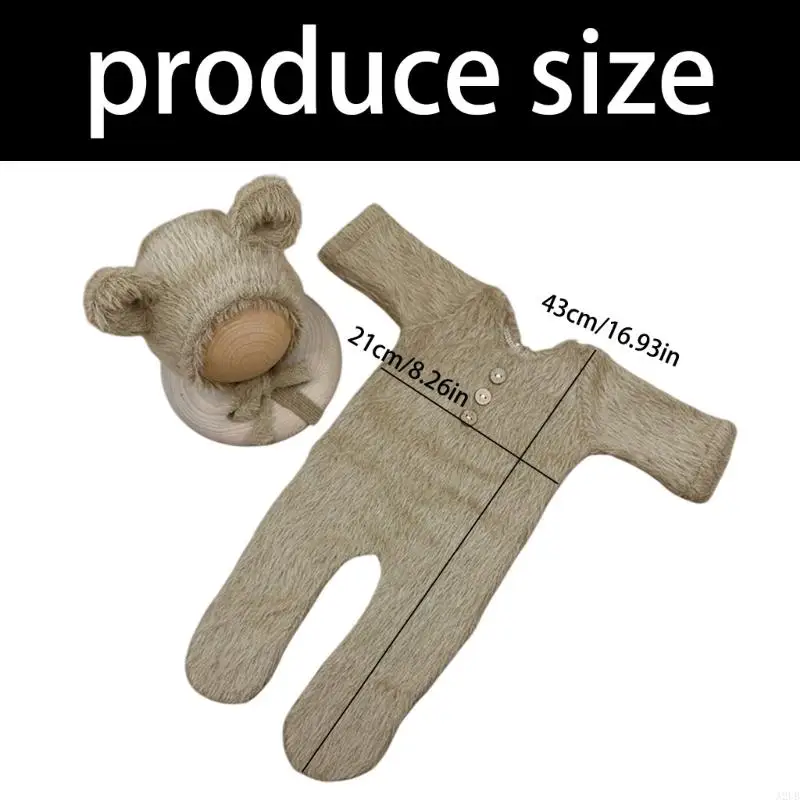 เครื่องแต่งกายเด็กหมีธีมเสื้อผ้าRomperและหมวกชุดถ่ายภาพเสื้อผ้าการถ่ายภาพPropsสำหรับBoy GirlหลายสีA2UB