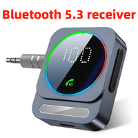 Bluetooth 5.3 Receiver AUX Audio Adapter Car Home Stereo Headphones Wireless Output 3.5mm One to Two Music Handsfree Calling