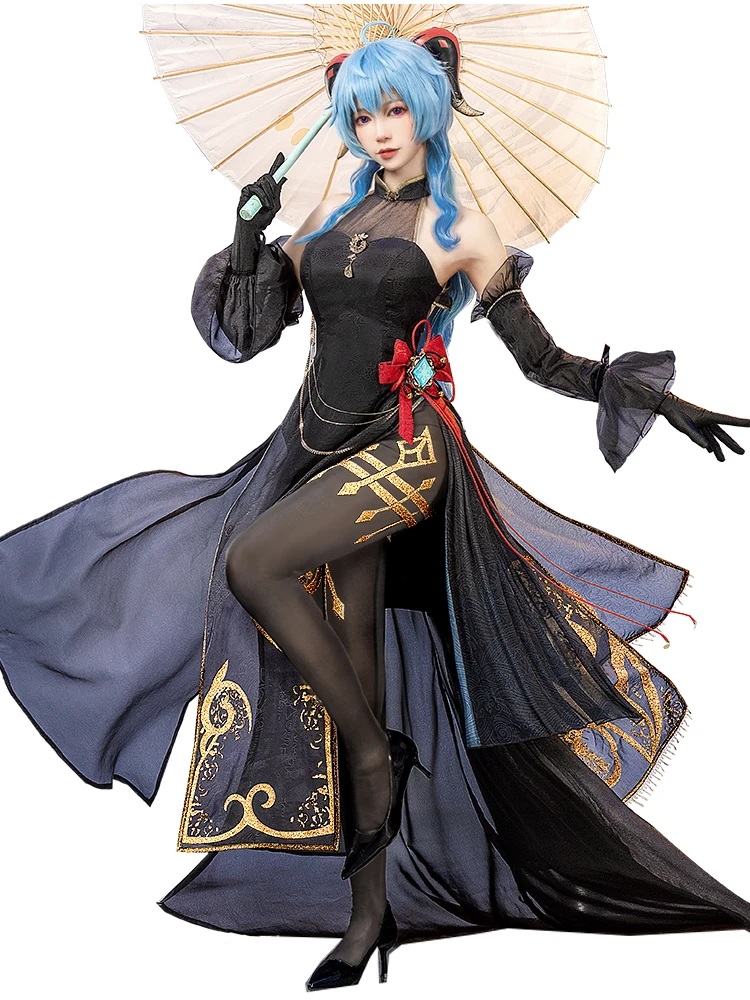 COS-HoHo Genshin Impact Ganyu Abyss Of Loss Game Suit Elegant Slim Dress Cosplay Costume Halloween Party Role Play Outfit Women