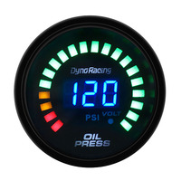 Dyno Racing 2 Inch 52Mm Car Digital Analog LED Oil Pressure Gauge Meter 0-120 Psi With Sensor 12V