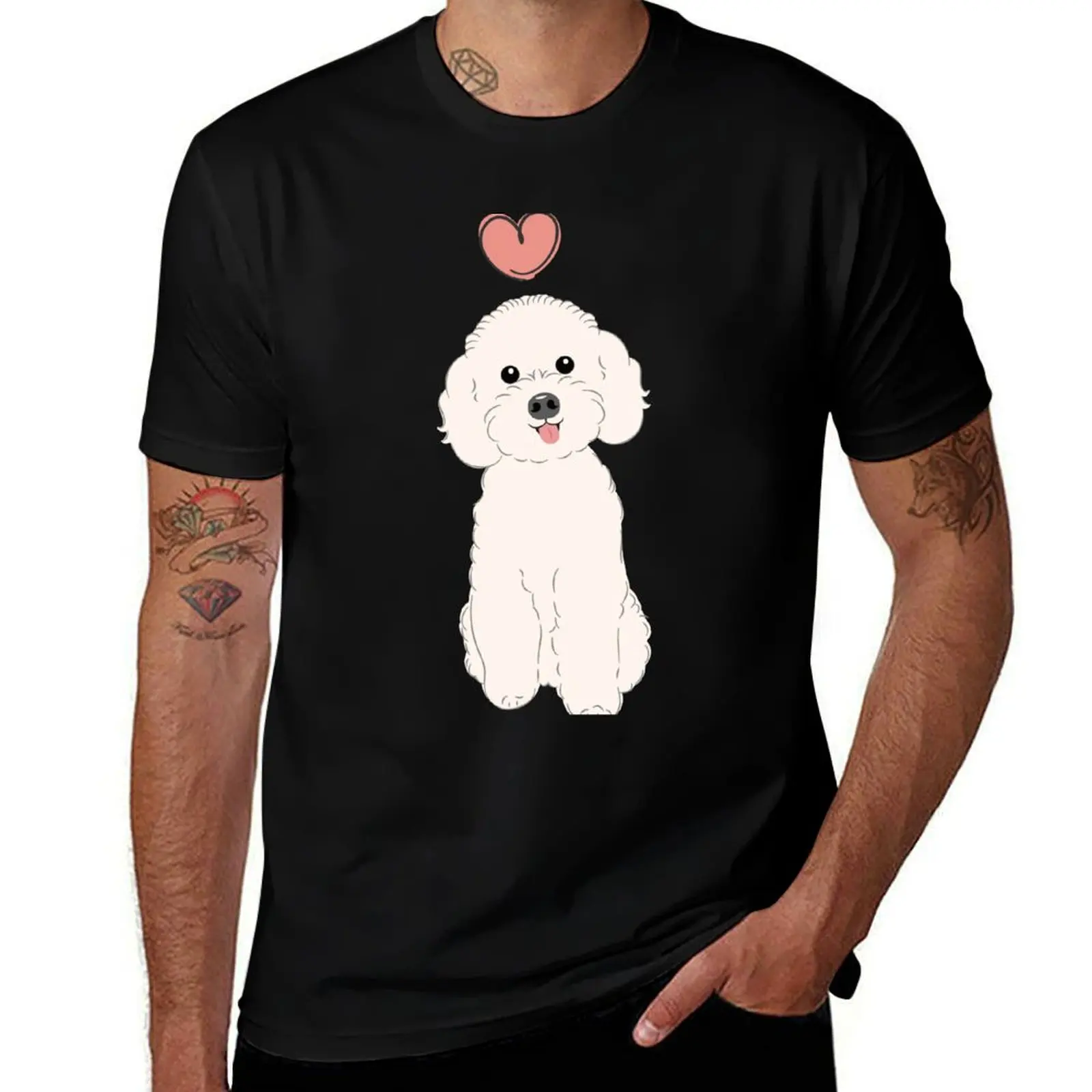 

LOVE White Poochon Bichon Poodle T-Shirt man t shirts for men printed t shirts for man t shirt man cotton T-Shirt
