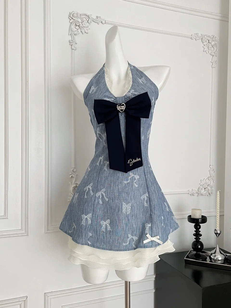 Letnia, słodka, pikantna spódnica z koronką, wyszczuplająca, z węzłem, damska, designerska, zmysłowa, z rozcięciem, z wysokim stanem, w kształcie litery A, midi.