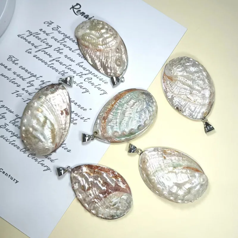 Natural White Abalone Shell Pendant Oval DIY Necklace Earrings Charms Woman Girl Jewelry Finding Gift