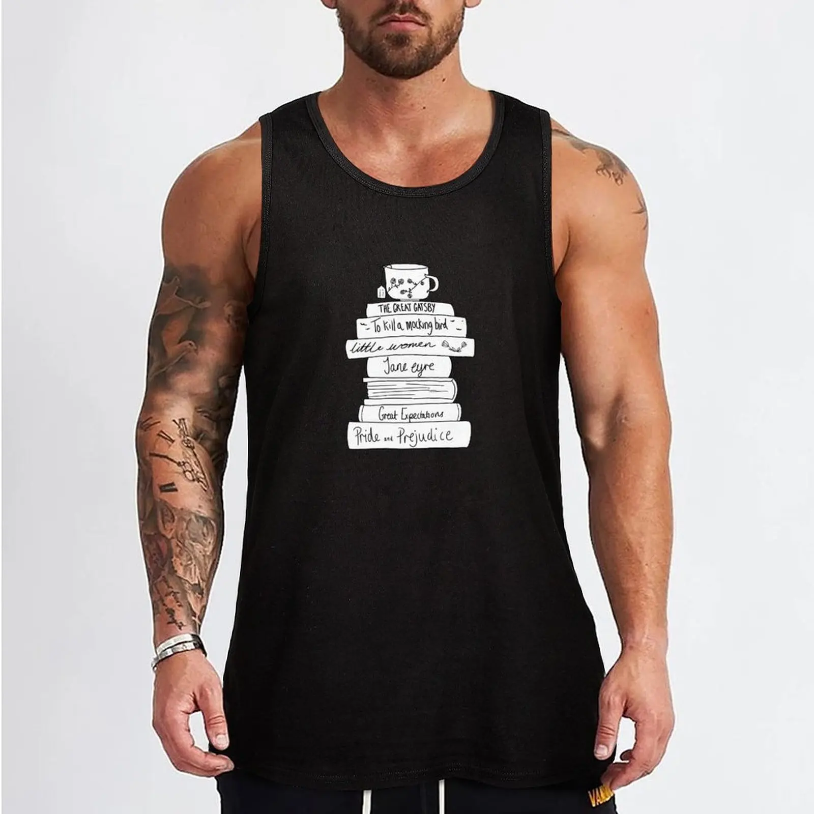 Classic books stack Tank Top anime bodybuilding men gym Men's t-shirts