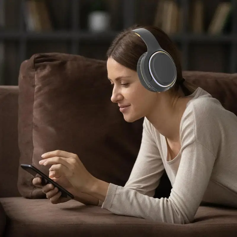 Kabellose Kopfhörer, kabellose Spielkopfhörer, faltbare Stereo-Bass-Kopfhörer mit Atemlicht für Gameplay, Pendeln, Schlafen