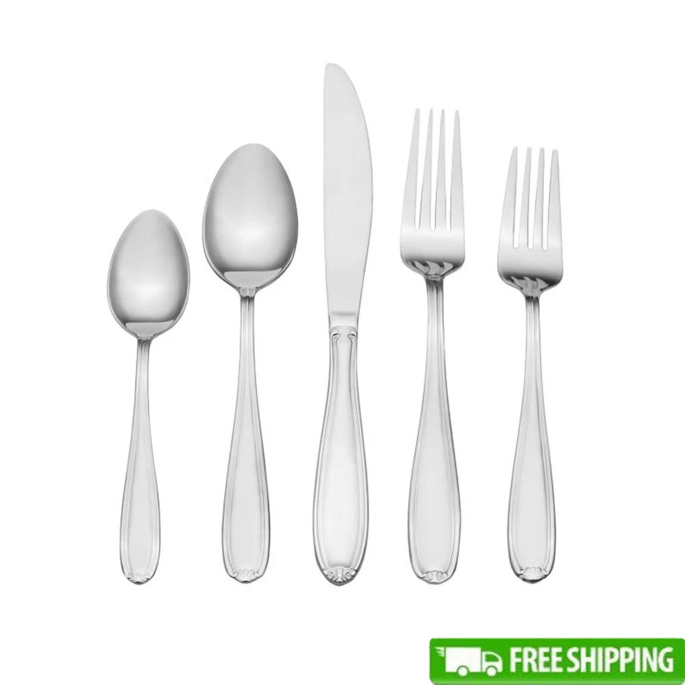 

20-piece Stainless Steel Flatware Set Service 4 Includes Forks Spoons Knives Dishwasher Safe Elegant Dining Essentials